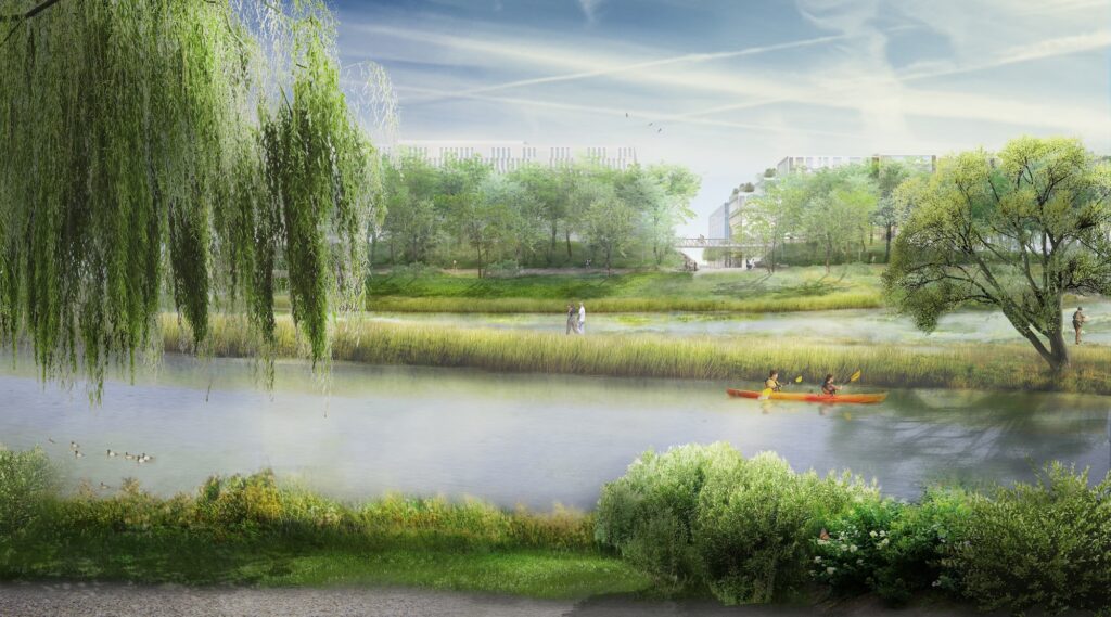 Artist depiction of the final Port Lands project, © Waterfront Toronto.